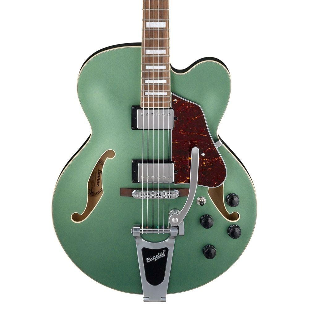 ibanez electric guitars ibanez afs75t-mgf artcore electric guitar- metallic green flat