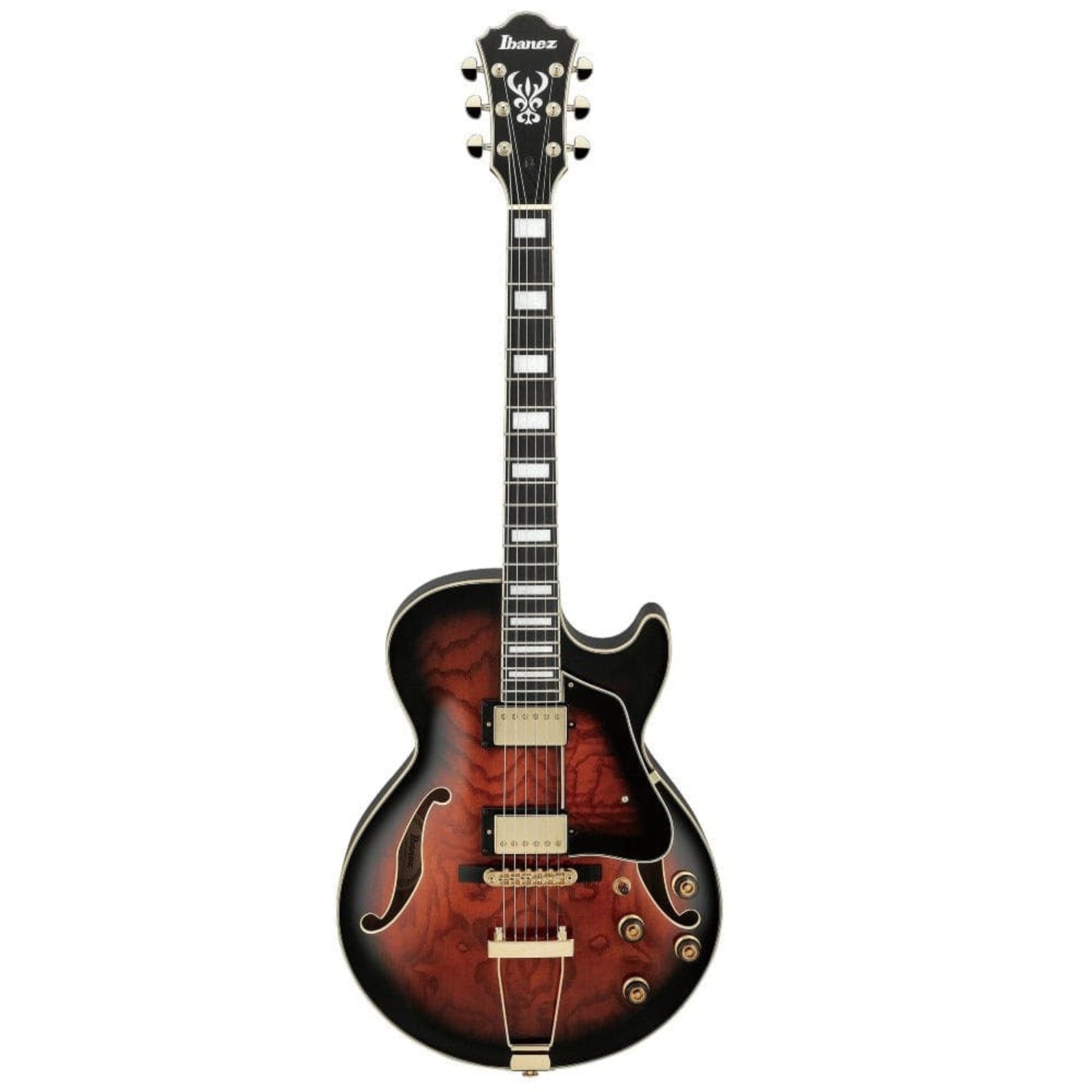 ibanez electric guitars ibanez ag95qa hollowbody electric guitar #color_dark-brown-sunburst