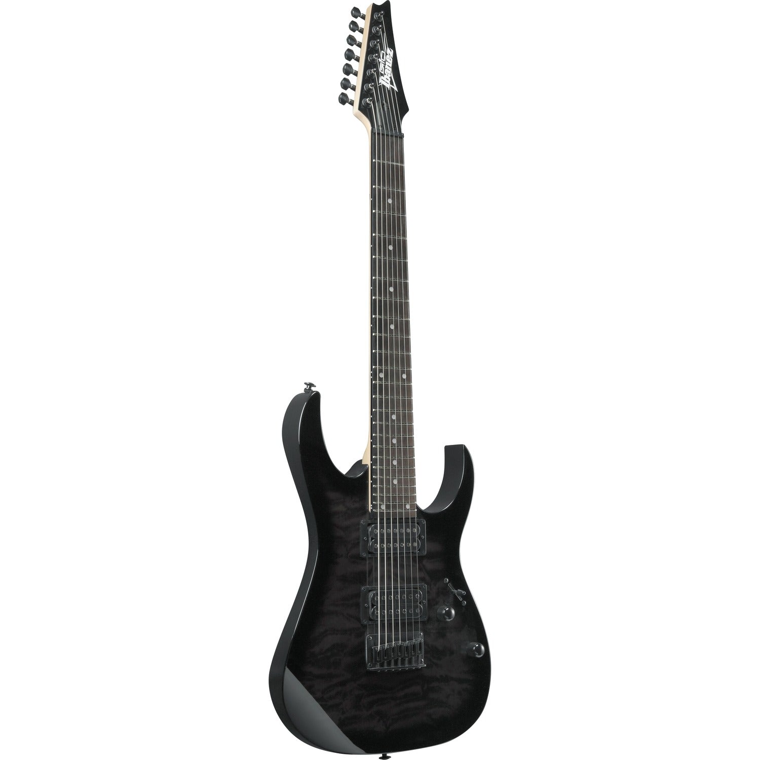 Ibanez Electric Guitars Ibanez GRG7221QA RG Series 7-String Electric Guitar - Transparent Black Sunburst