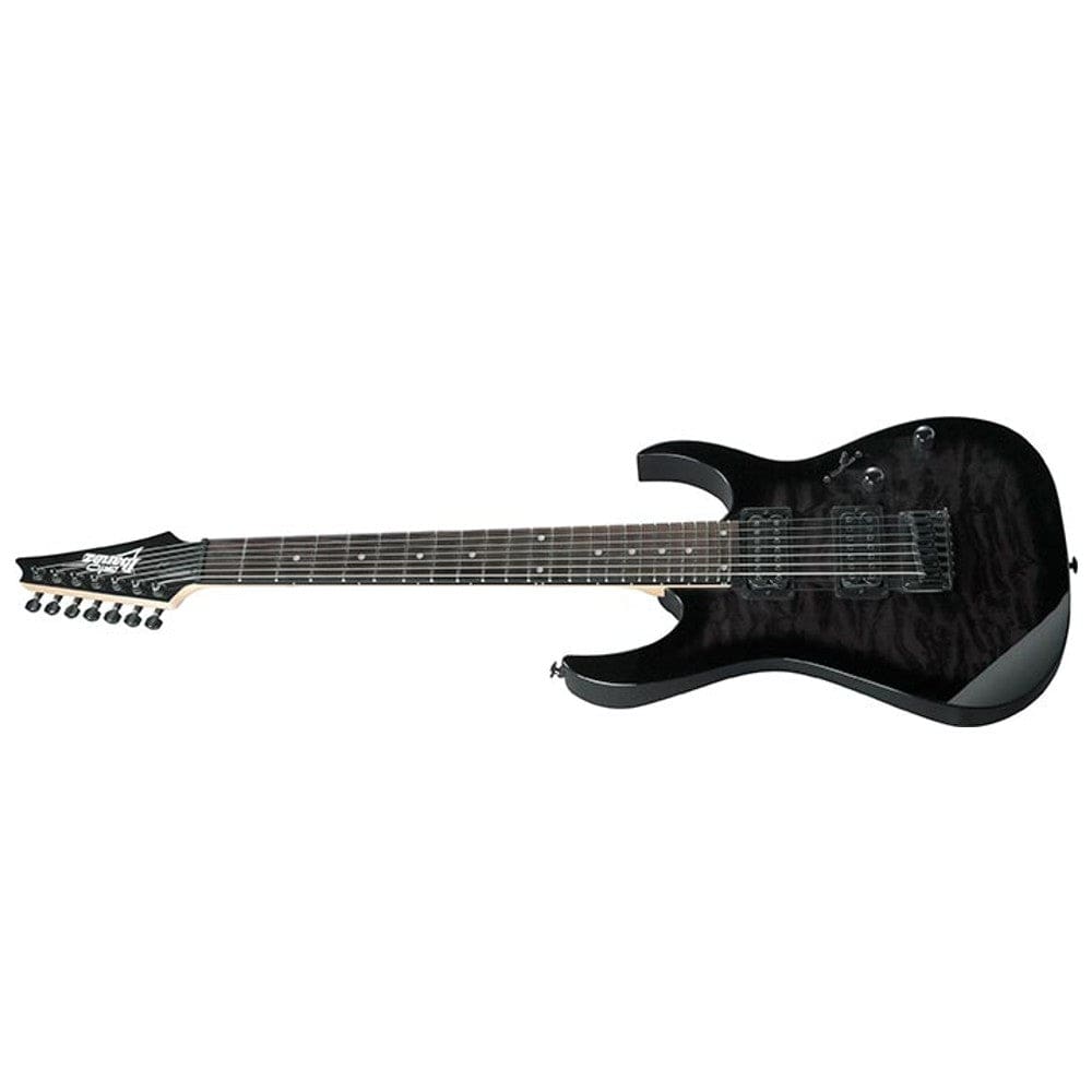 ibanez electric guitars ibanez grg7221qa rg series 7-string electric guitar - transparent black sunburst