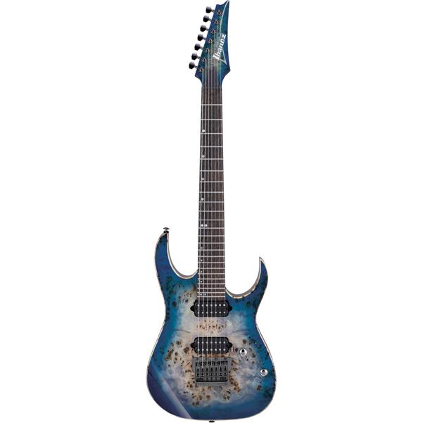 ibanez electric guitars ibanez rg1027pbfcbb premium 7-string electric guitar - cerulean blue burst