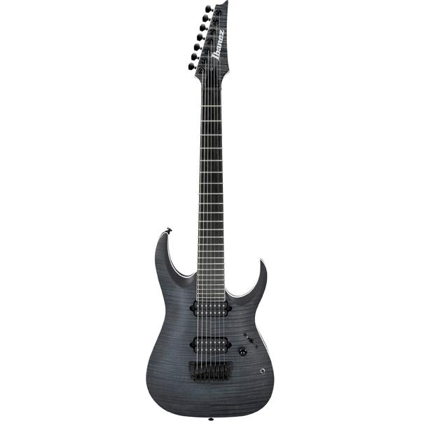 ibanez electric guitars ibanez rgaix7fm iron label 7-string electric guitar - transparent gray flat