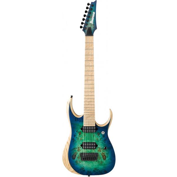 ibanez electric guitars ibanez rgdix7mpb iron label 7-string electric guitar - surreal blue burst