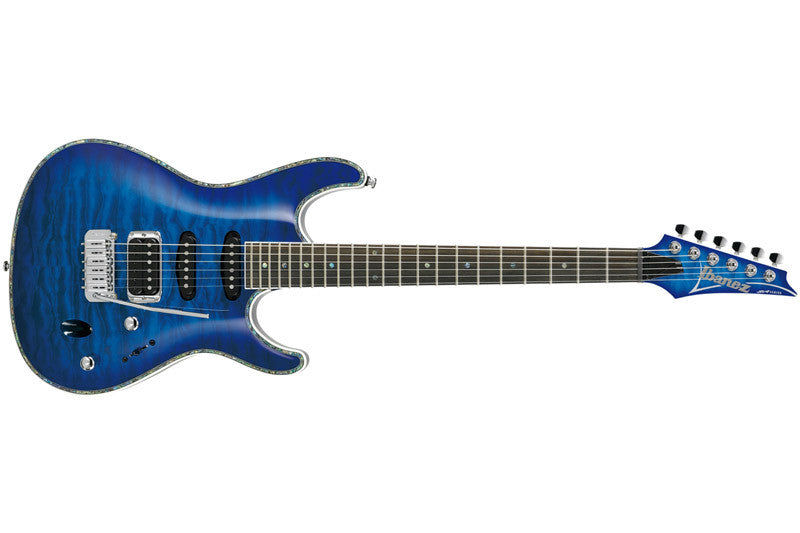 ibanez electric guitars ibanez sa360qm electric guitar - sapphire blue burst