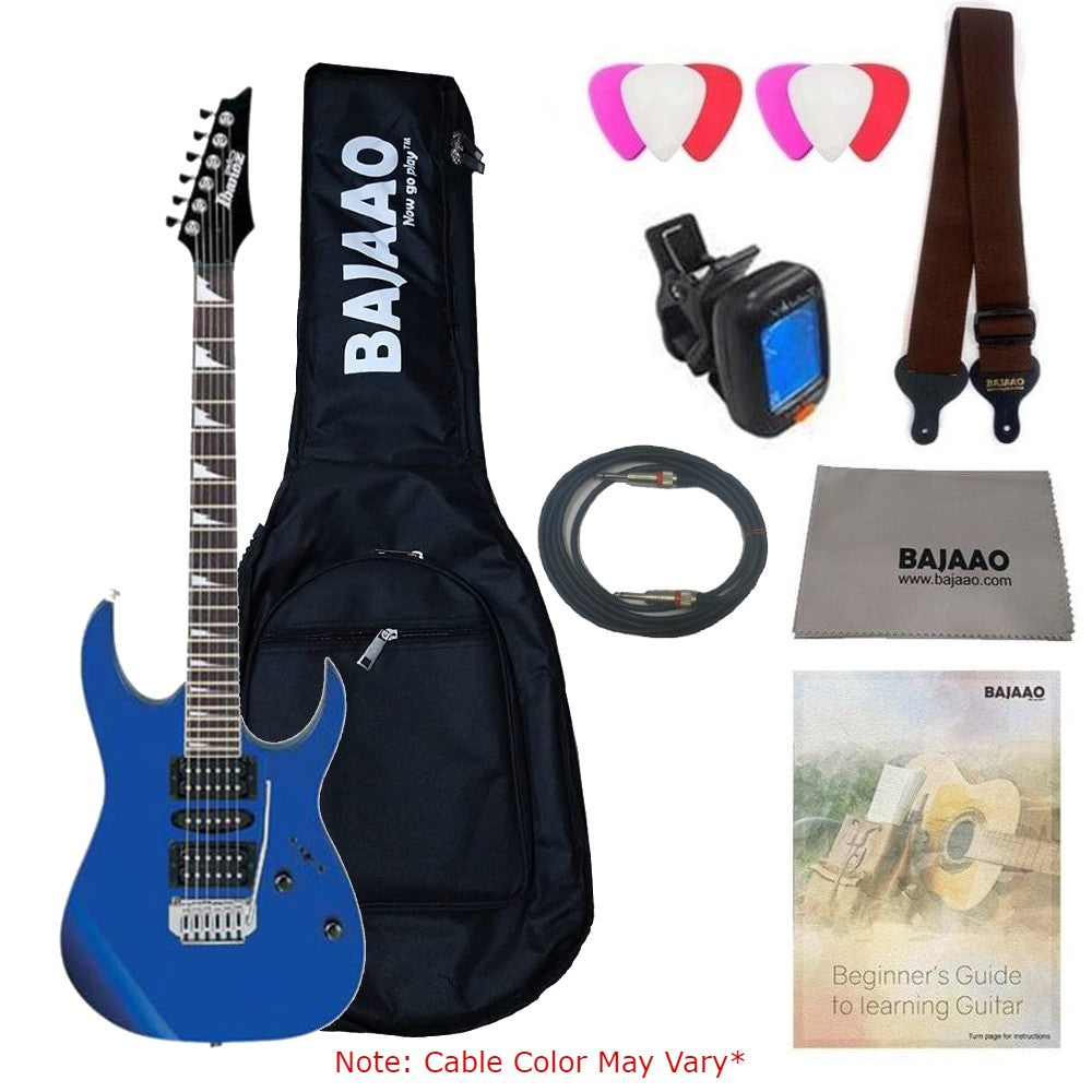 Ibanez Electric Guitars Jewel Blue Ibanez GRG170DX RG Gio Series Double Cutaway 6 String Electric Guitar With Gigbag, Polishing Cloth, Picks, Strap, Cable, Tuner & Ebook #color_jewel-blue