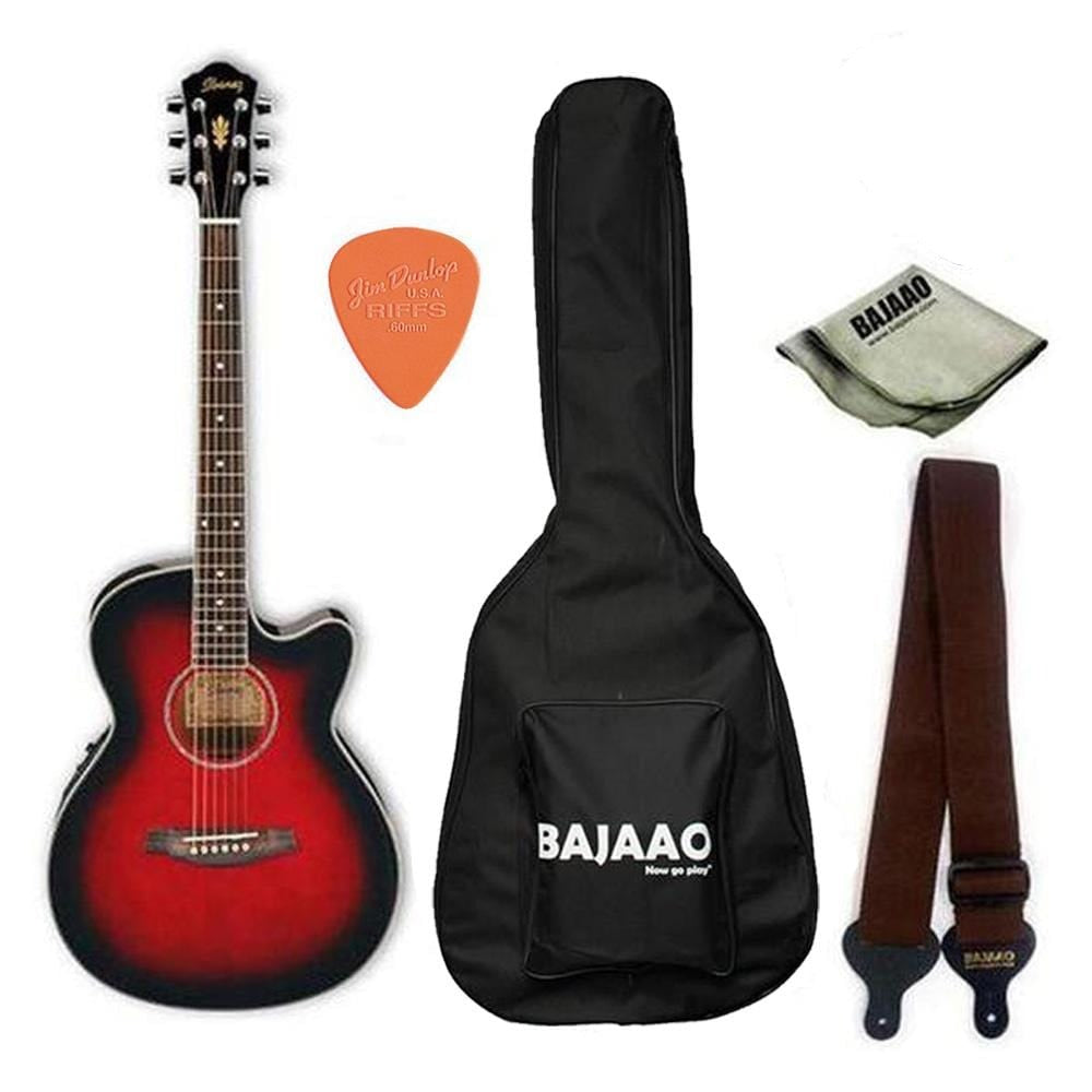 ibanez electro acoustic guitar bundles transparent sunburst ibanez aeg8e electro-acoustic guitar bundle with gigbag, picks, strap and polishing cloth #color_transparent-sunburst