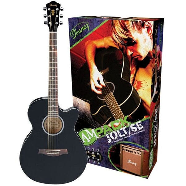 Ibanez Electro Acoustic Guitars Black Ibanez AEG5EJPU Electro-Acoustic Guitar Jampack - Black Night