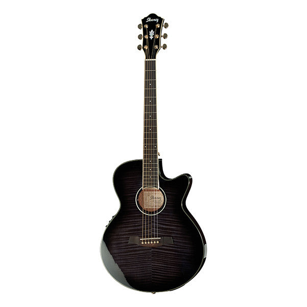 ibanez electro acoustic guitars ibanez aeg24ii cutaway electro acoustic guitar - transparent gray burst