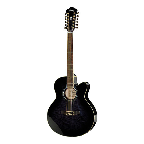 ibanez electro acoustic guitars ibanez ael2012e-tks cutaway electro acoustic guitar - high polish transparent black sunburst