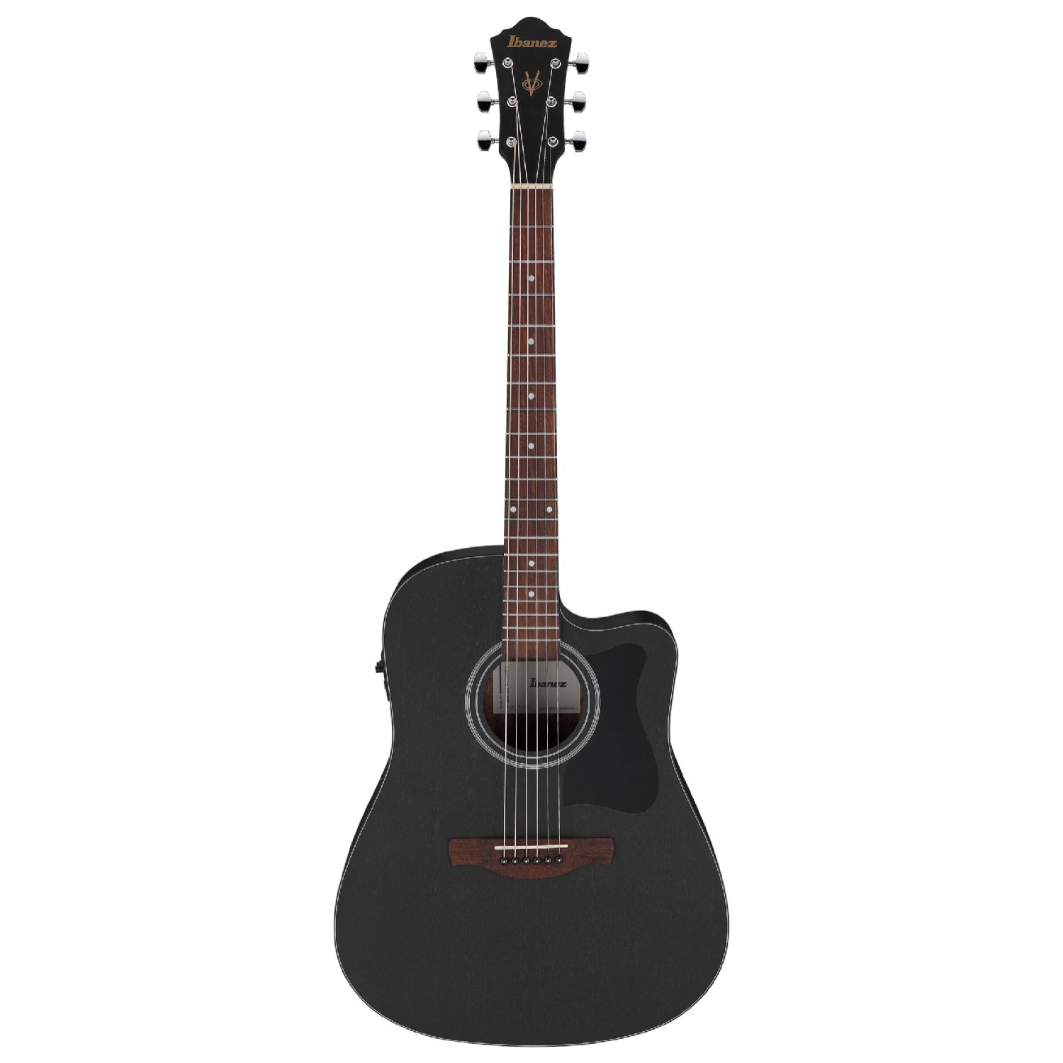 Ibanez Electro Acoustic Guitars Weathered Black Open Pore Ibanez V44CE Semi 6 String Electro Acoustic Guitar