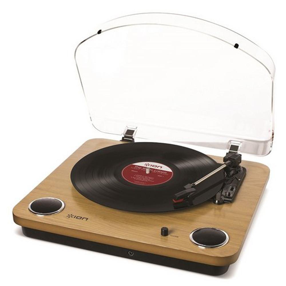 ion audio turntables ion audio max lp all in one turntable - natural wood