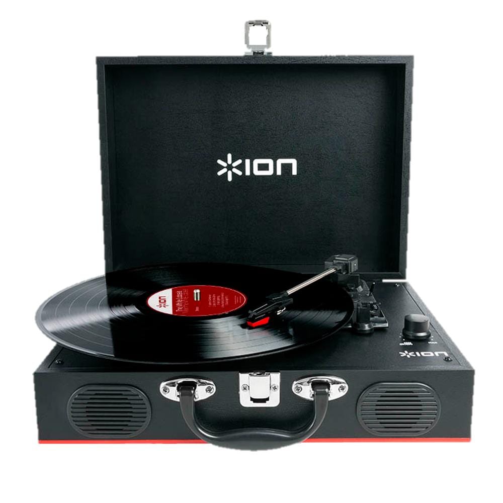 ion audio turntables ion audio transport lp 3-speed portable suitcase style turntable
