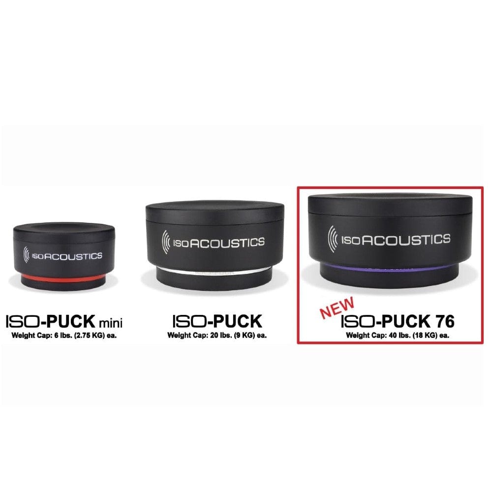 isoacoustics monitor stands black isoacoustic puck 76 iso puck series speaker vibration isolators - pack of 2