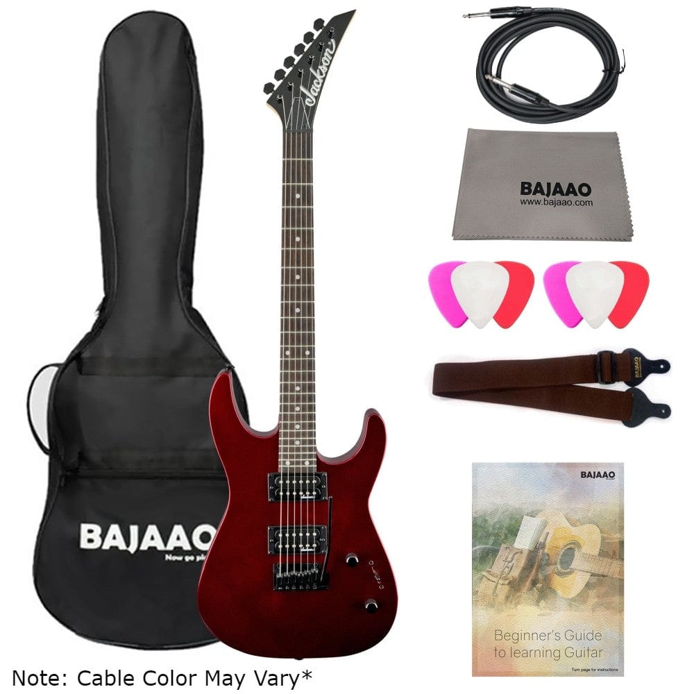 jackson electric guitars bundles metallic red jackson js12 dinky electric guitar bundle with gigbag, cable, picks, strap, cloth & ebook #color_metallic-red