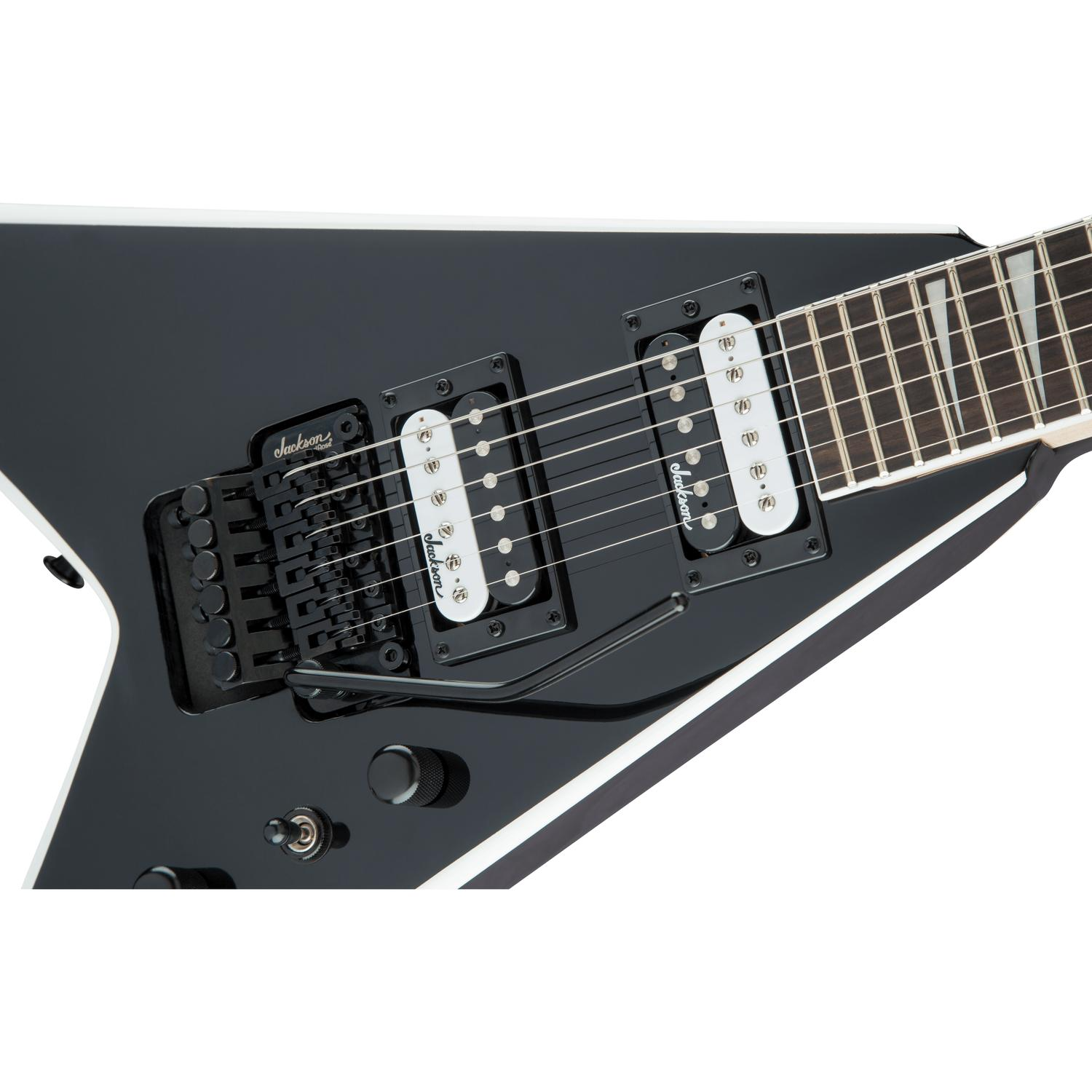 Jackson Electric Guitars Jackson JS32 King V 6 String Electric Guitar - Black with White Bevels
