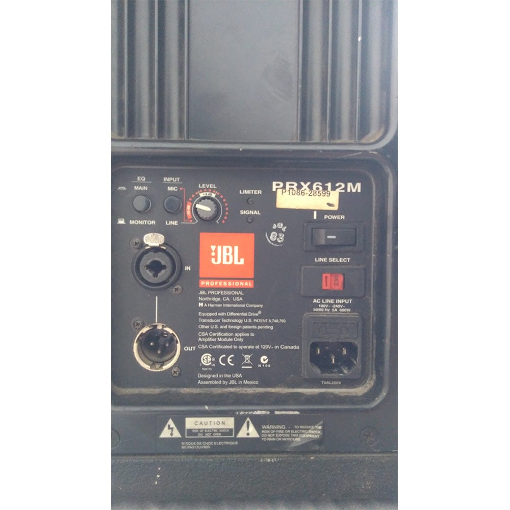 jbl active pa speakers jbl prx612m/230 two way powered speaker - open box b stock