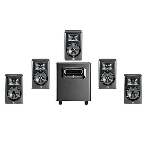 jbl monitor speakers jbl lsr 305 5 inch two-way powered studio monitor/speaker with jbl lsr310s 10inch active studio subwoofer 5.1 surround bundle