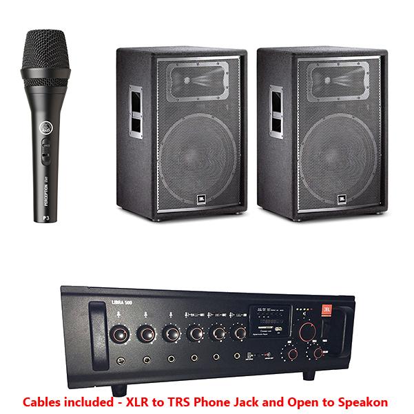JBL EPS-2 Passive Speakers, 500W Amplifier Microphone Package