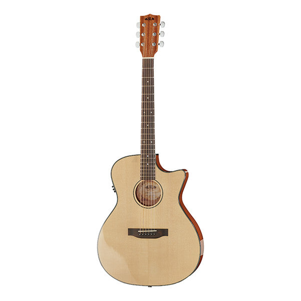 kala electro acoustic guitars kala thinline spruce steel cutaway electro acoustic guitar - natural high gloss