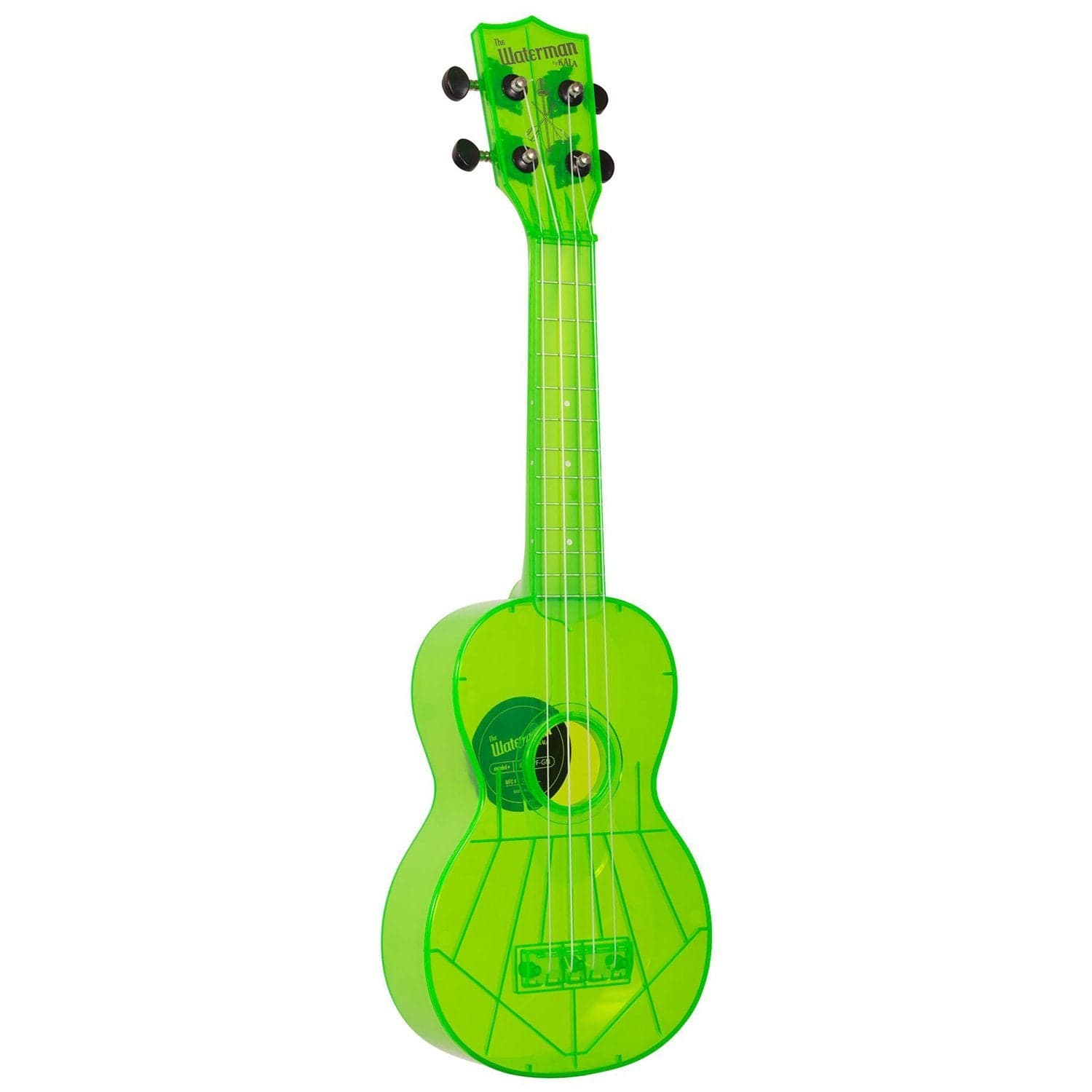 kala soprano ukuleles kala ka-swf soprano waterman ukulele with bag #color_fluorescent-sour-apple-green