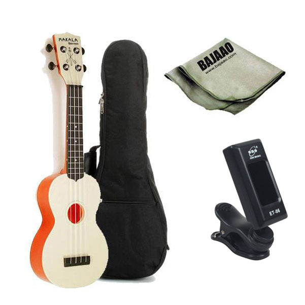 kala soprano ukuleles kala mk-swt makala waterman soprano standard ukulele - translucent orange bundle