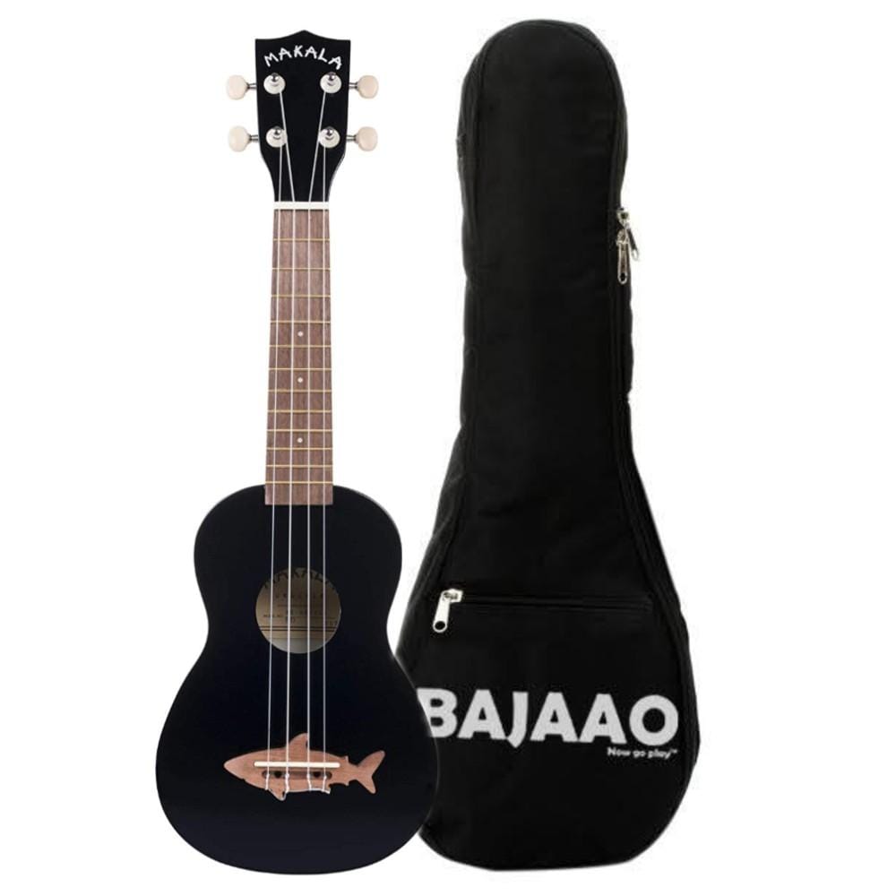 kala ukulele bundles black kala mk-ss makala soprano ukulele with bajaao ub-s gig bag #color_black