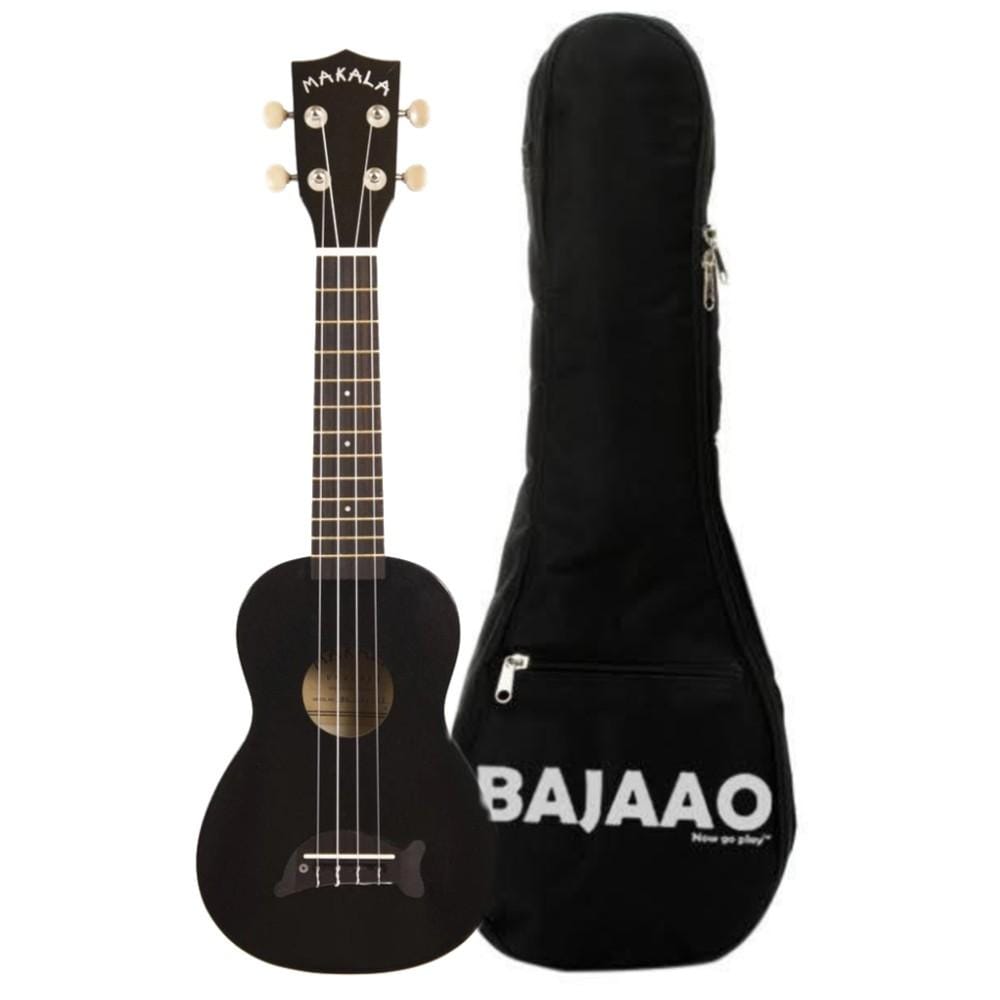 kala ukulele bundles charcoal black sparkle kala mk-sd makala soprano ukulele with bajaao ub-s gig bag #color_charcoal-black-sparkle