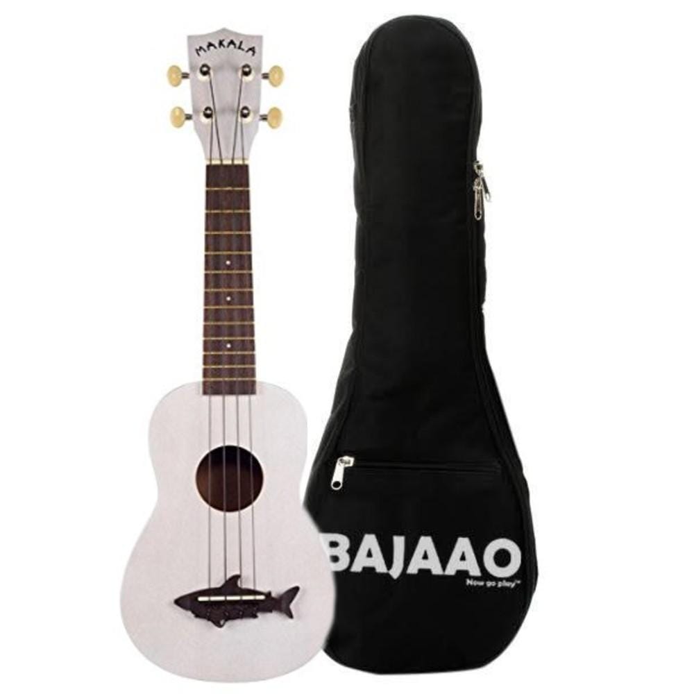 kala ukulele bundles great white kala mk-ss makala soprano ukulele with bajaao ub-s gig bag #color_great-white