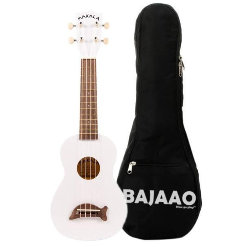 kala ukulele bundles pearl white kala mk-sd makala soprano ukulele with bajaao ub-s gig bag #color_pearl-white