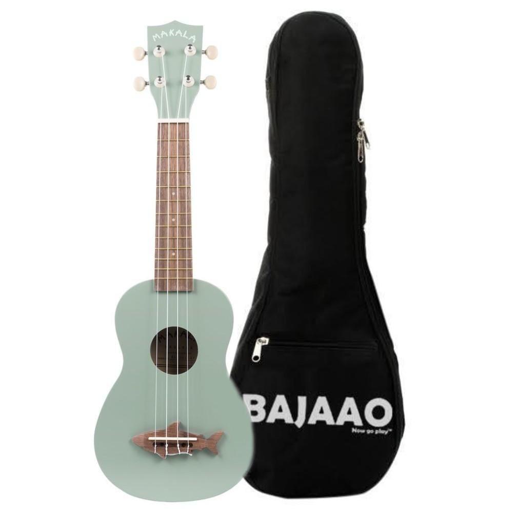 kala ukulele bundles shark fin gray kala mk-ss makala soprano ukulele with bajaao ub-s gig bag #color_shark-fin-gray