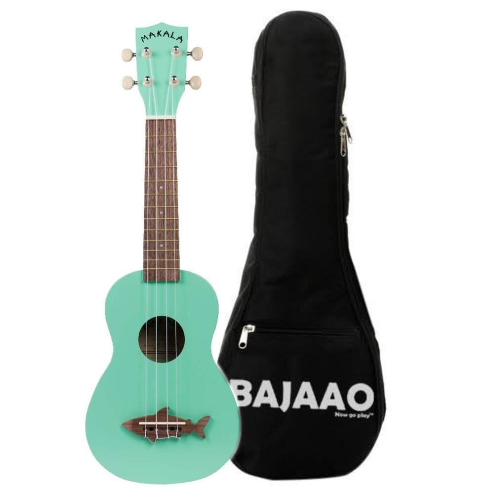 kala ukulele bundles surf green kala mk-ss makala soprano ukulele with bajaao ub-s gig bag #color_surf-green