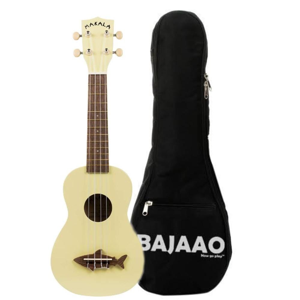 kala ukulele bundles yellow coral kala mk-ss makala soprano ukulele with bajaao ub-s gig bag #color_yellow-coral