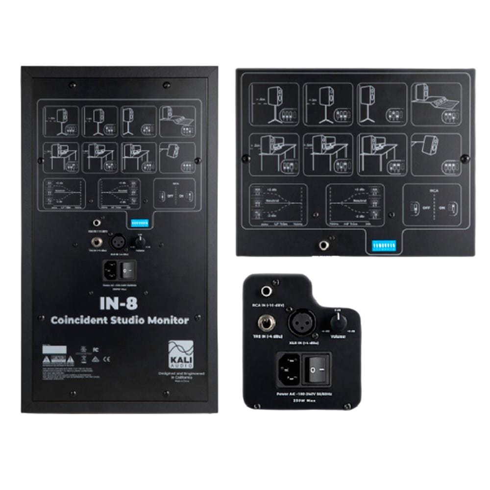 kali audio monitor speakers kali audio in-8 8 inch 3 way coincident studio monitor- black - pair
