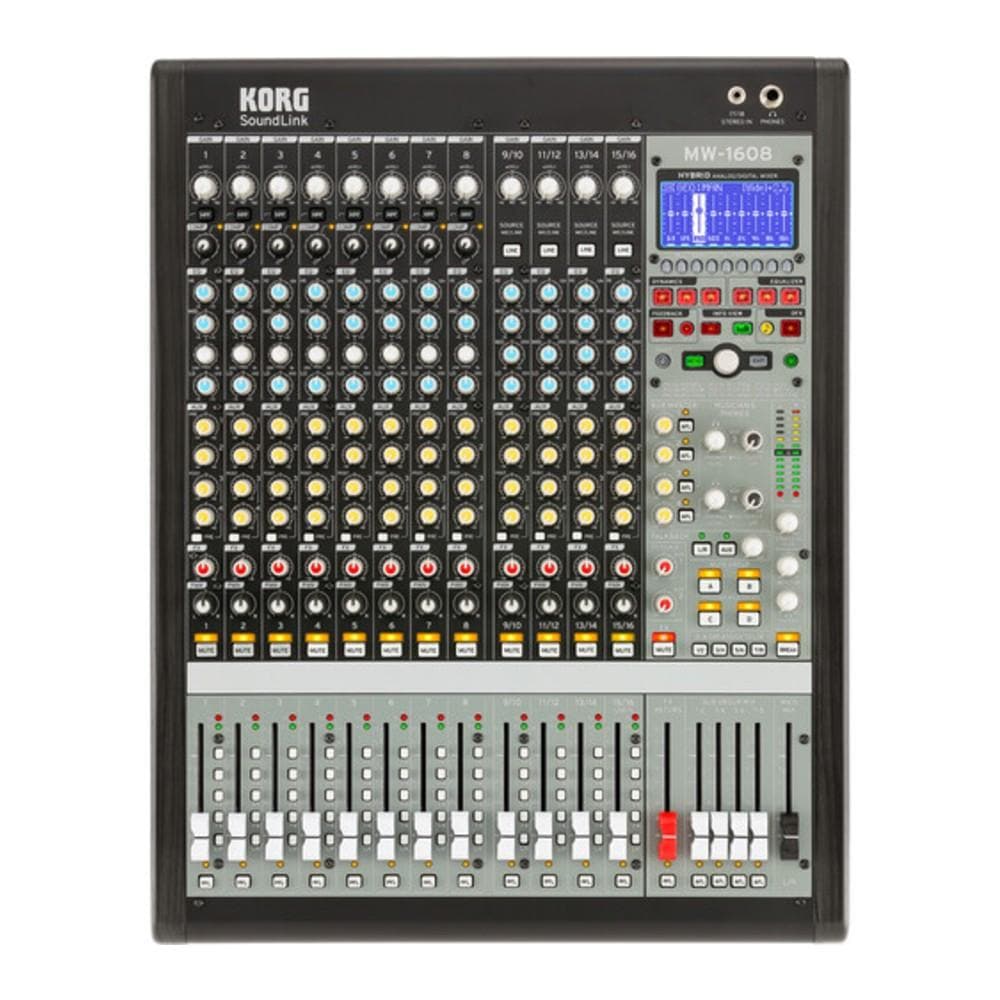 korg digital mixers korg mw-1608 16x8x2 hybrid analog / digital mixer- black