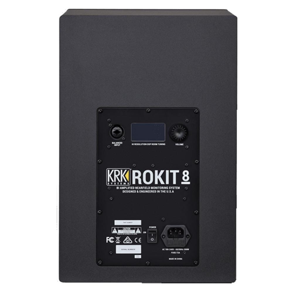krk monitor speaker bundles krk rokit 8 g4 8inch powered studio monitor speaker with controller, isolation pads, cable and ebook - single
