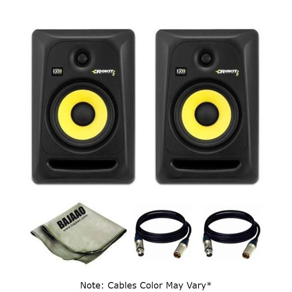 krk monitor speakers krk rokit 6 generation 3 powered monitors pair with xlr cable (pair) and polishing cloth