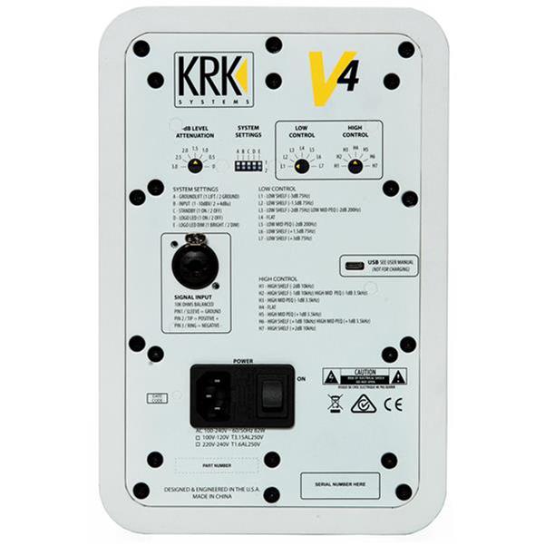 krk monitor speakers krk systems v4s4 4-inch nearfield active studio monitor - single #color_white-noise