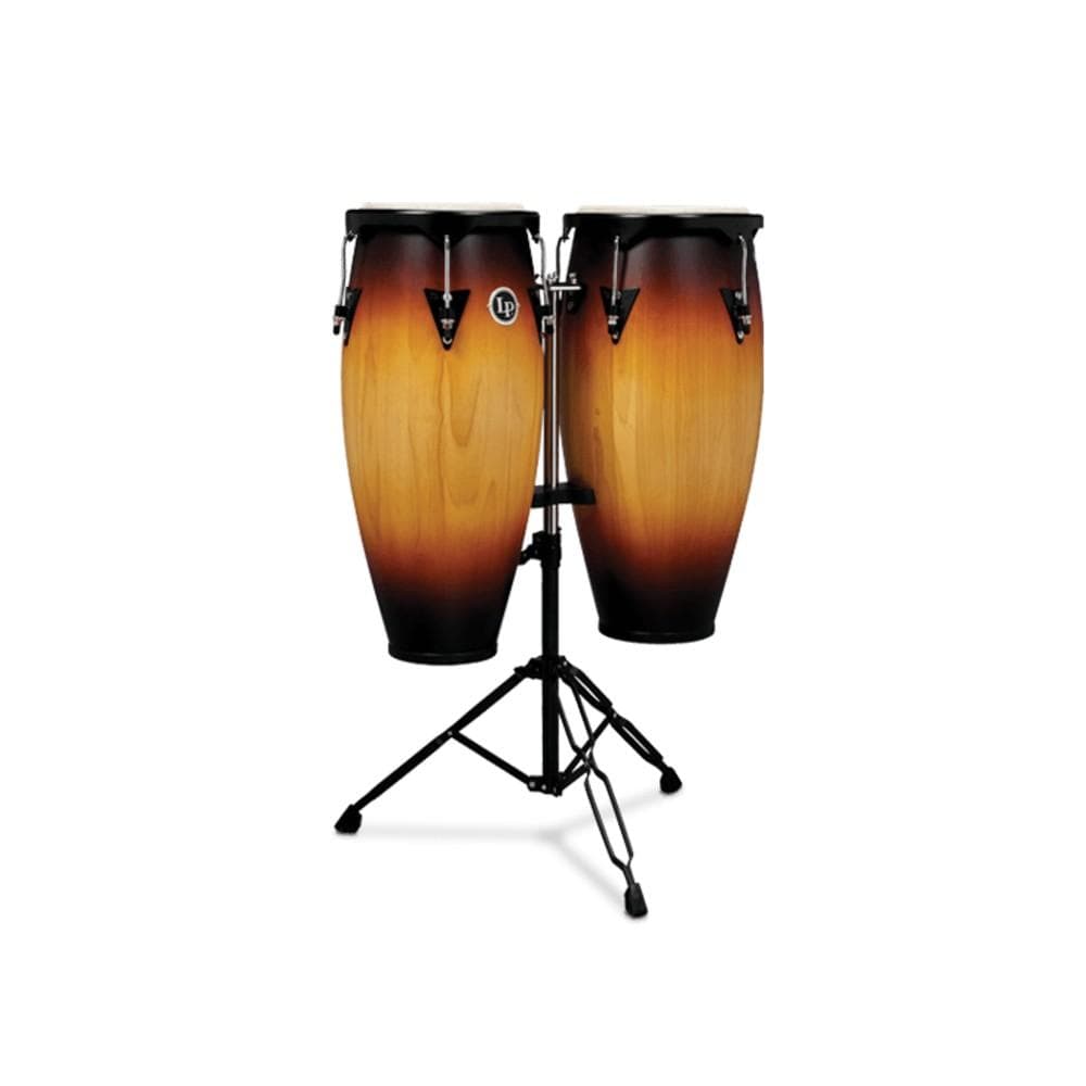 latin percussion congas latin percussion lp646ny vsb city series wood conga set with stand - vintage sunburst