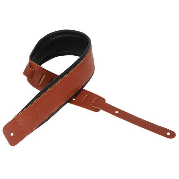 levy's guitar straps levy's dm1pd-xl 3-inch leather with foam padded guitar strap - walnut
