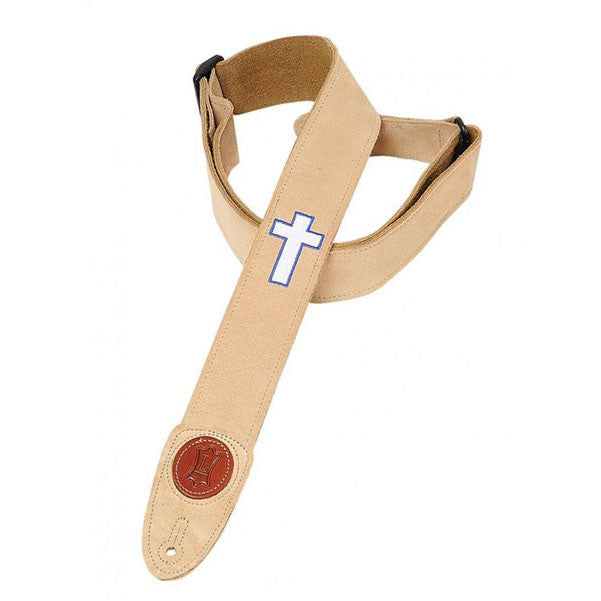 levy's guitar straps levy's mss7hc cross- embroidered 2-inch suede guitar strap - banana