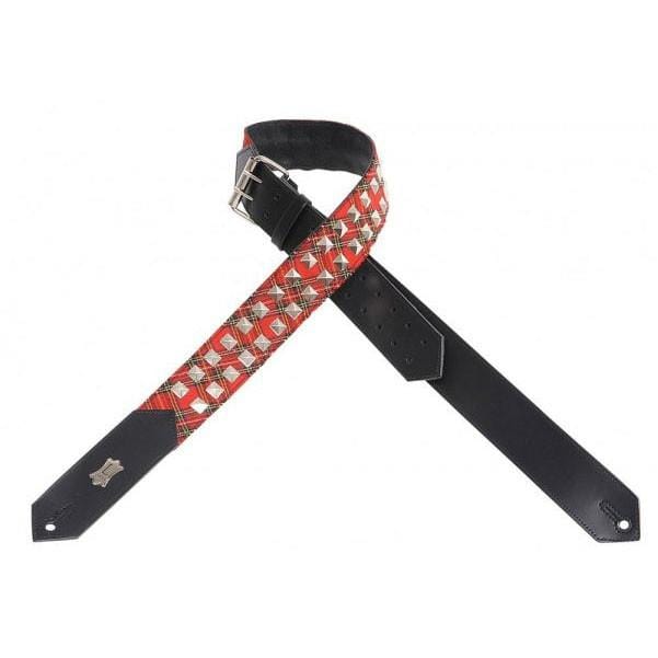 levy's guitar straps levys pm28-2sdp guitar strap plaid fabric /red