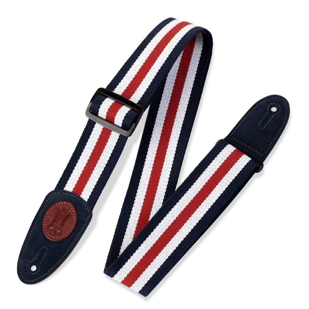 levy's guitar straps red white and blue levy's mssc8 2 inch signature series cotton guitar strap #color_red-white-and-blue