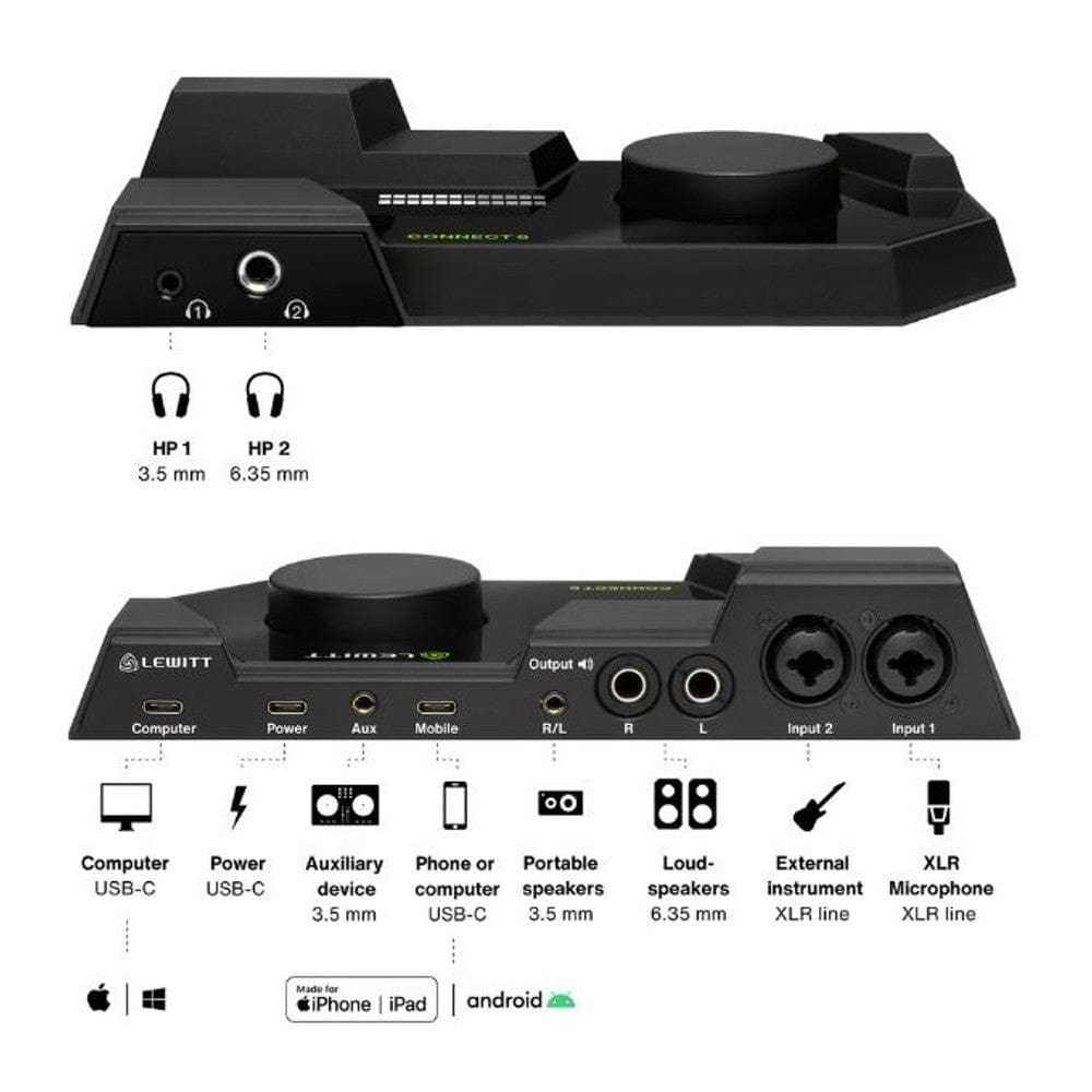 lewitt audio interfaces lewitt connect 6 6x6 dual usb-c audio interface