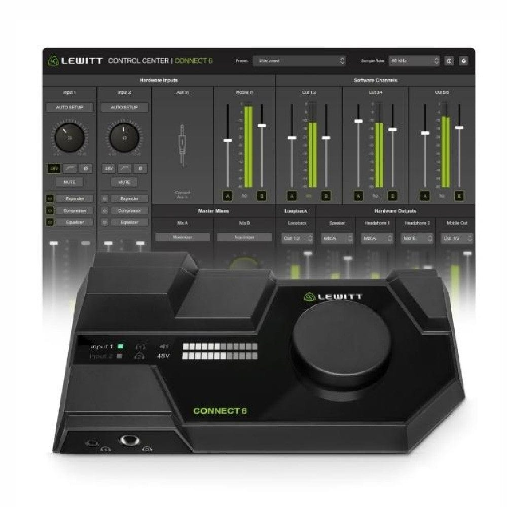 lewitt audio interfaces lewitt connect 6 6x6 dual usb-c audio interface