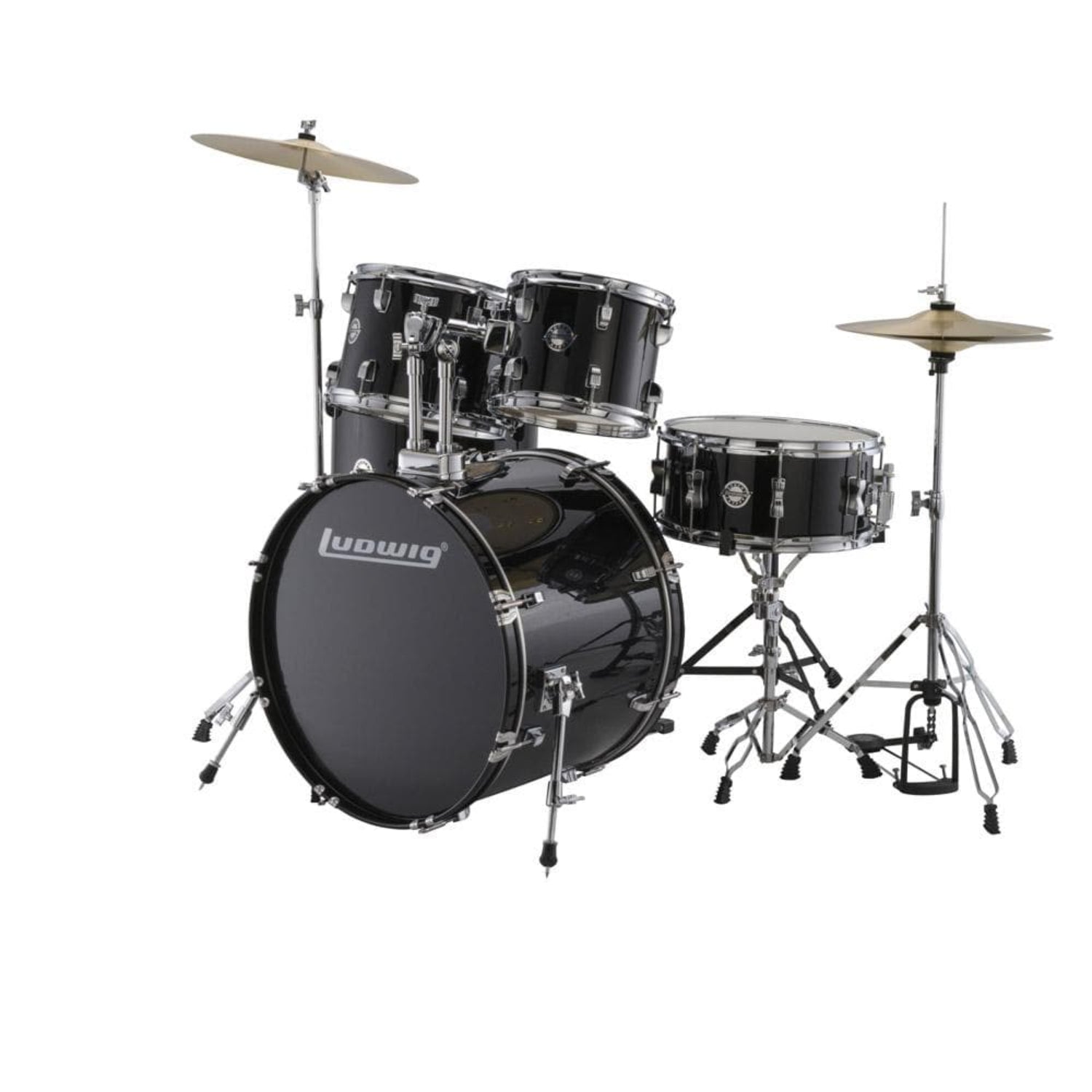 ludwig acoustic drum kits black ludwig accent fuse 5-piece acoustic drum kit with hardware & cymbals#color_black