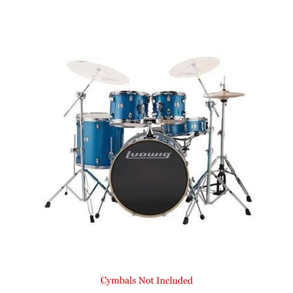 ludwig acoustic drum kits blue sparkle ludwig evolution series 5-piece complete acoustic drum kit with hardware #color_blue-sparkle