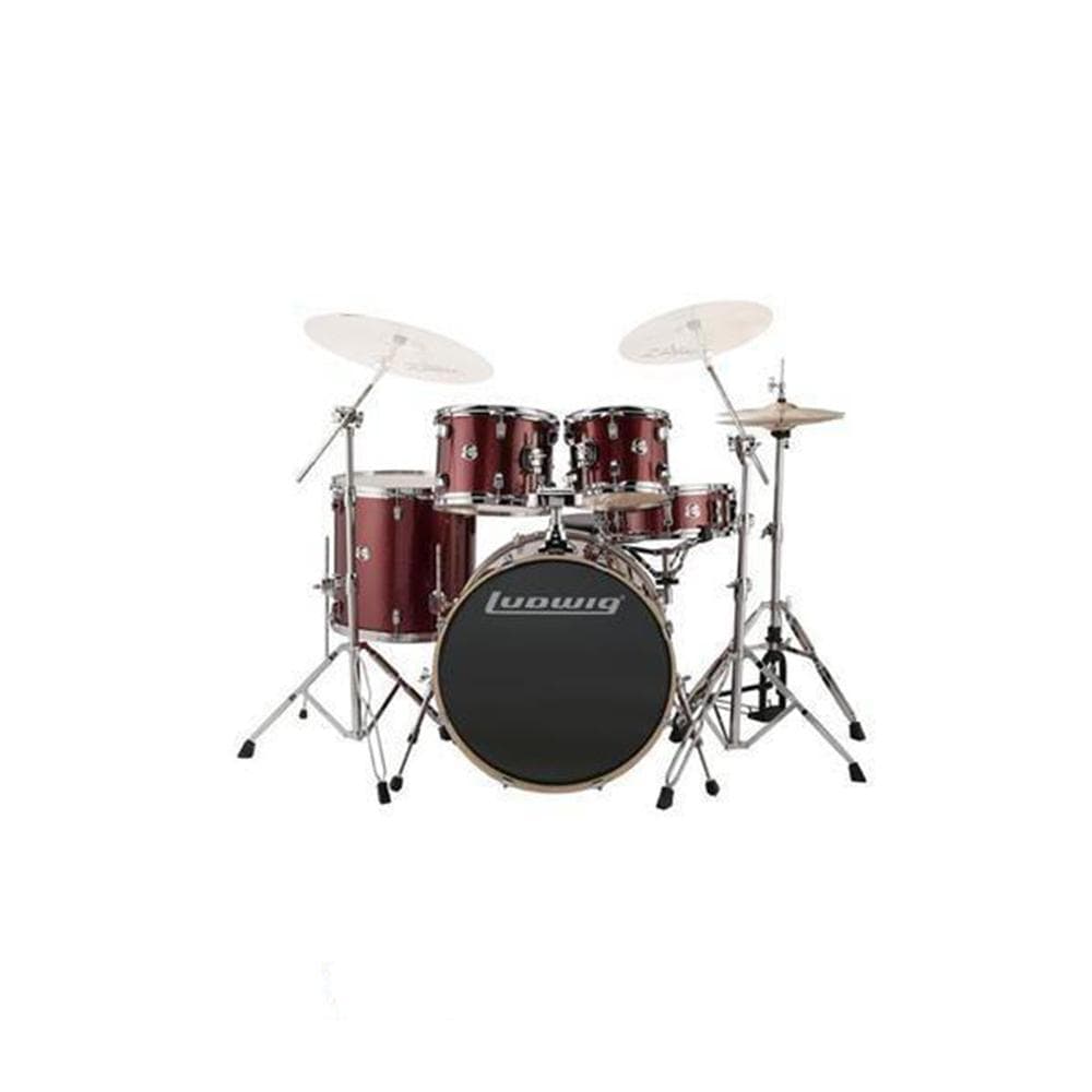ludwig acoustic drum kits ludwig evolution series 5-piece complete acoustic drum kit with hardware #color_red-sparkle
