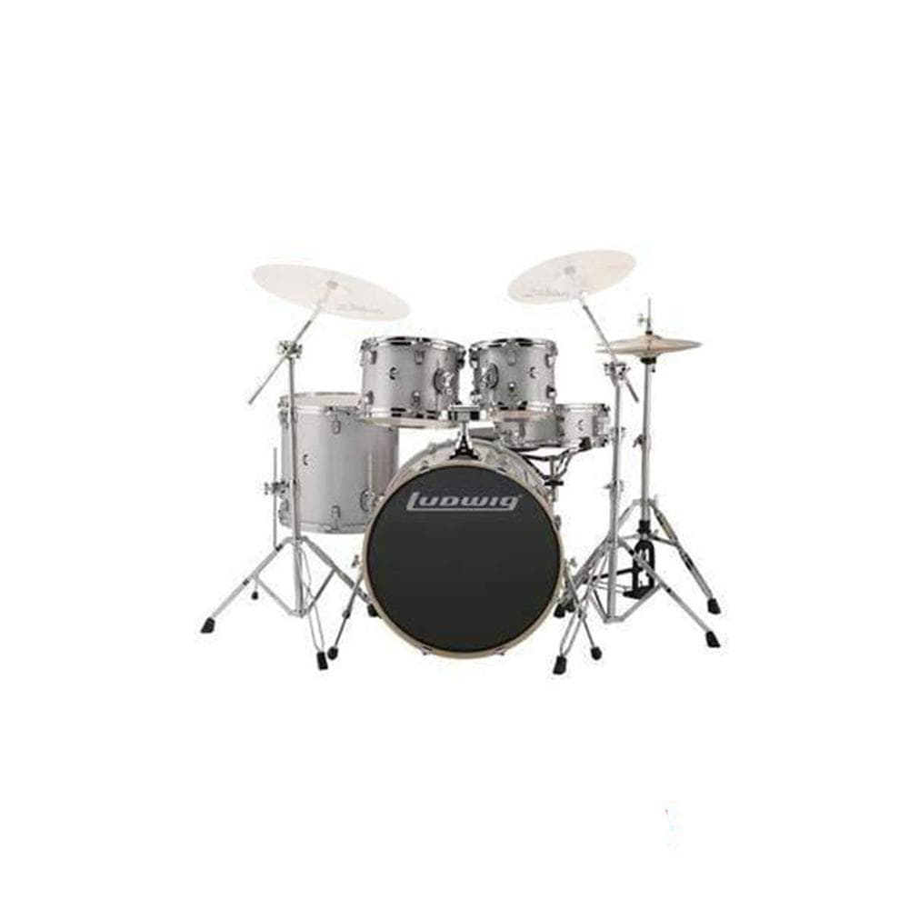 ludwig acoustic drum kits ludwig evolution series 5-piece complete acoustic drum kit with hardware #color_white-sparkle
