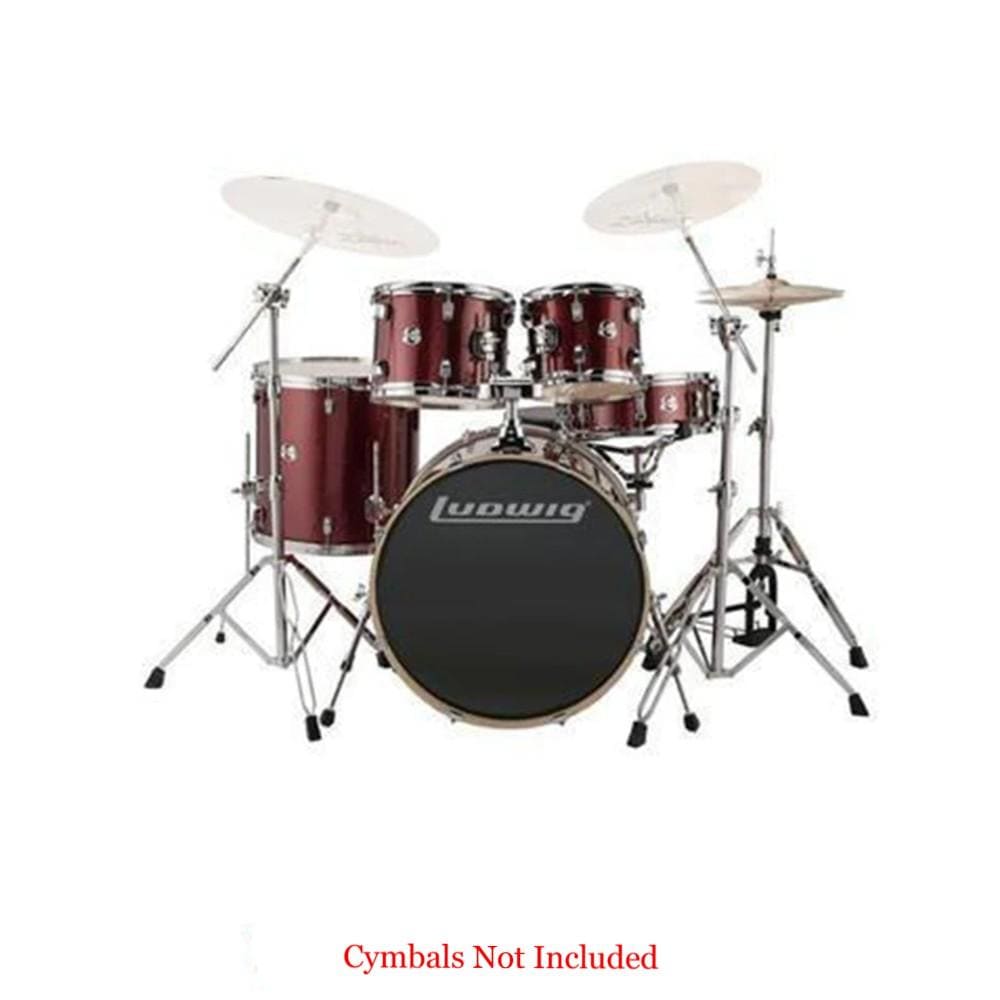 ludwig acoustic drum kits red sparkle ludwig evolution series 5-piece complete acoustic drum kit with hardware #color_red-sparkle