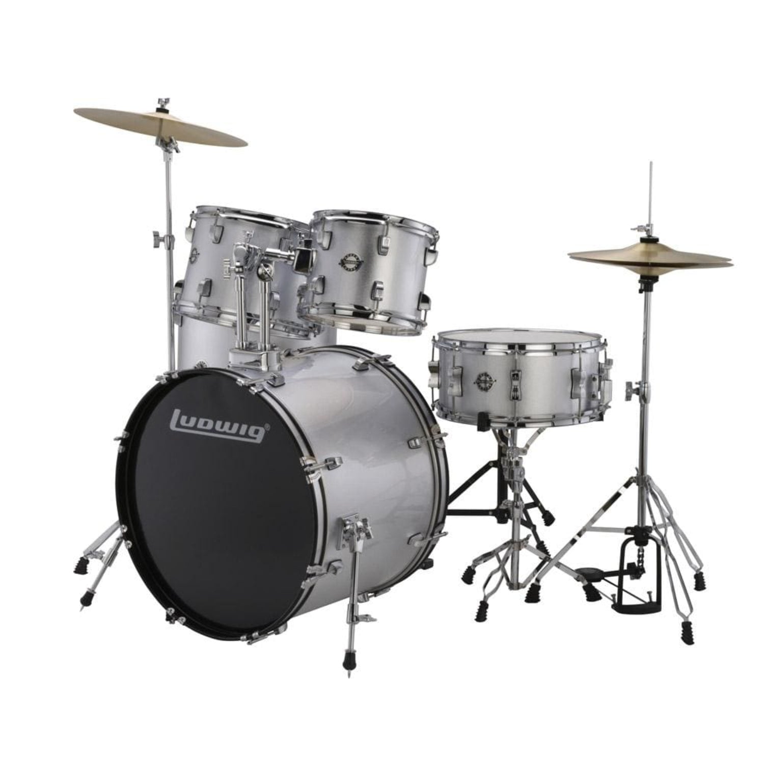 ludwig acoustic drum kits silver ludwig accent fuse 5-piece acoustic drum kit with hardware & cymbals#color_silver